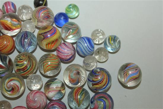 A collection of various Victorian marbles, largest 0.75in.